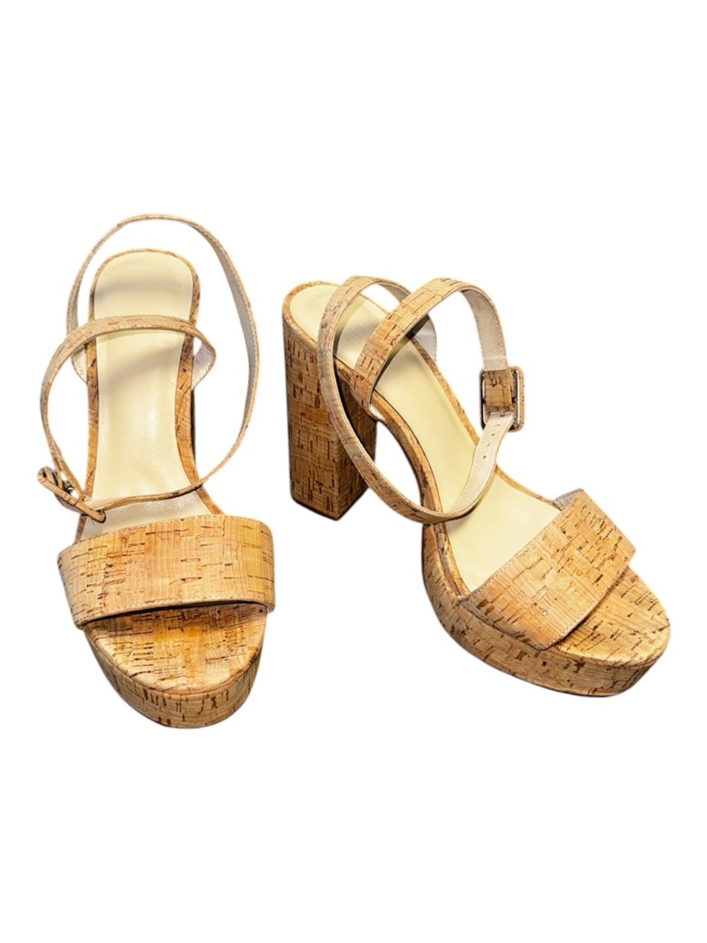 HOUSE OF HARLOW 1960 Mika Platform Heel in Natural Cork Leather Sole Sz 9.5 - Picture 6 of 17
